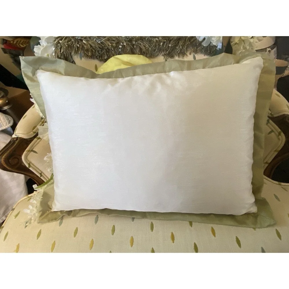 Vintage Blizzard Plush Decorative Bird Pillow Silk Satin Trim Zipper w‎ Insert